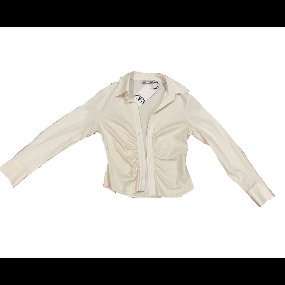 Zara ruched long sleeve blouse
